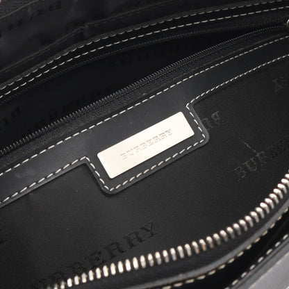 ハンドバッグ チェック キャンバス レザー アイボリー ブラック バーバリー バッグ BURBERRY