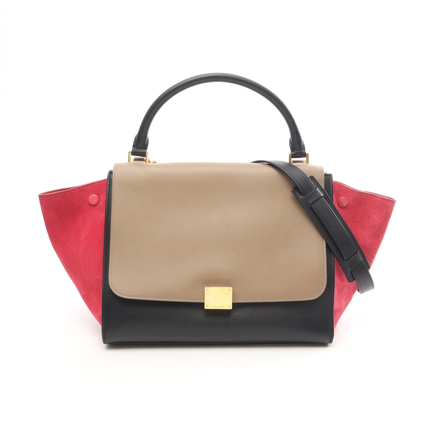 トラペーズ ミディアム ハンドバッグ レザー スエード ブラック ベージュ ピンクパープル 2WAY セリーヌ バッグ CELINE