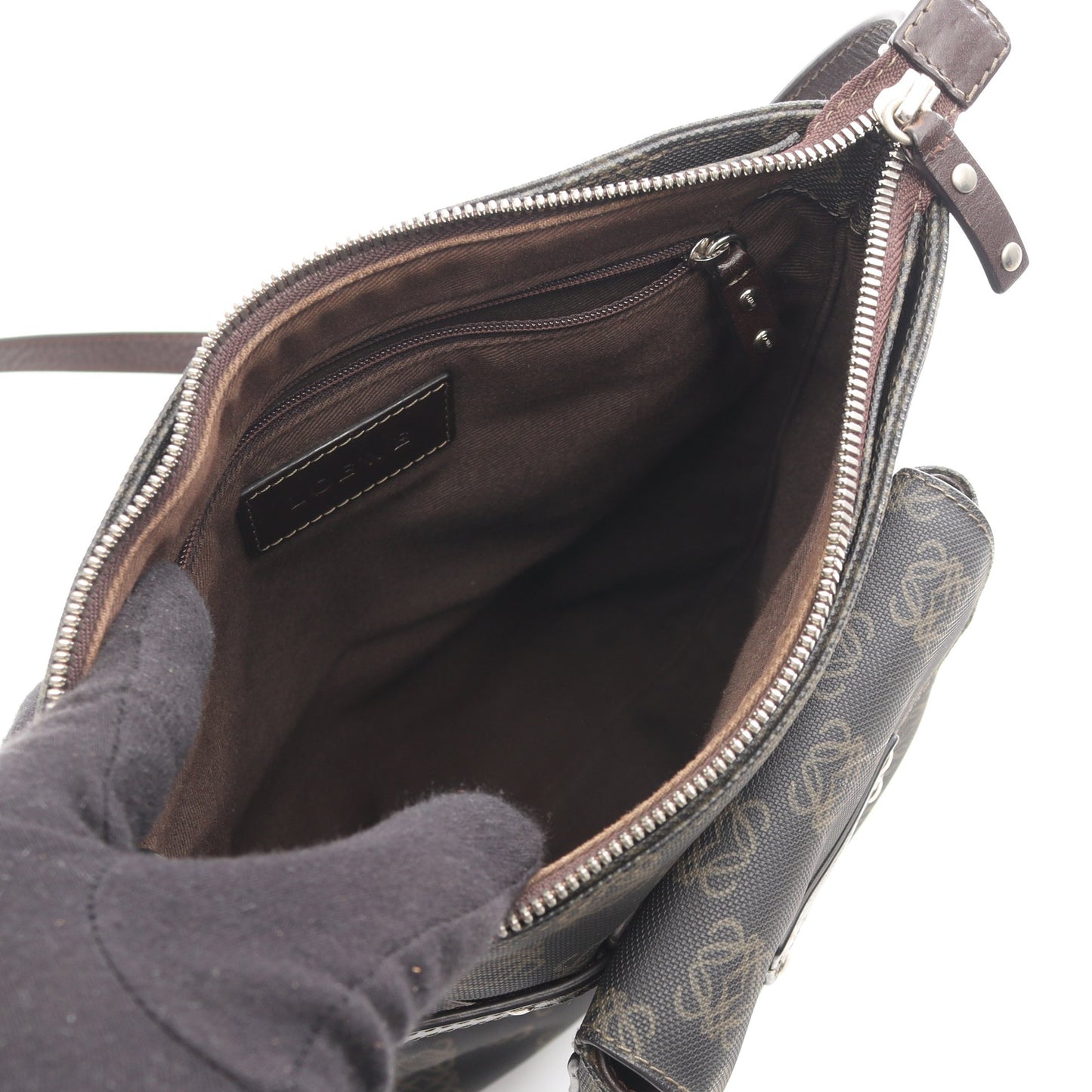 アナグラム ショルダーバッグ PVC レザー グレー ダークブラウン ロエベ バッグ LOEWE