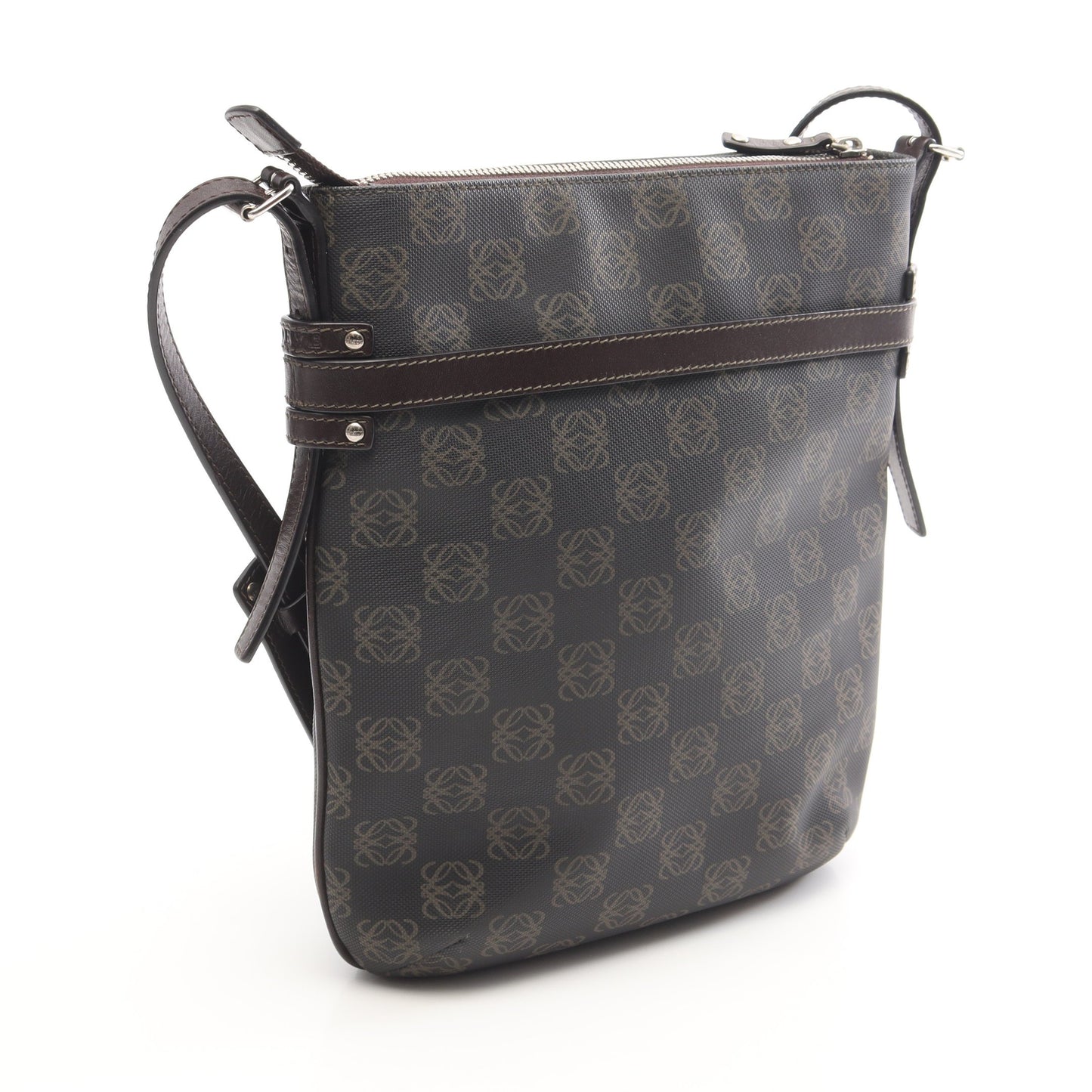 アナグラム ショルダーバッグ PVC レザー グレー ダークブラウン ロエベ バッグ LOEWE