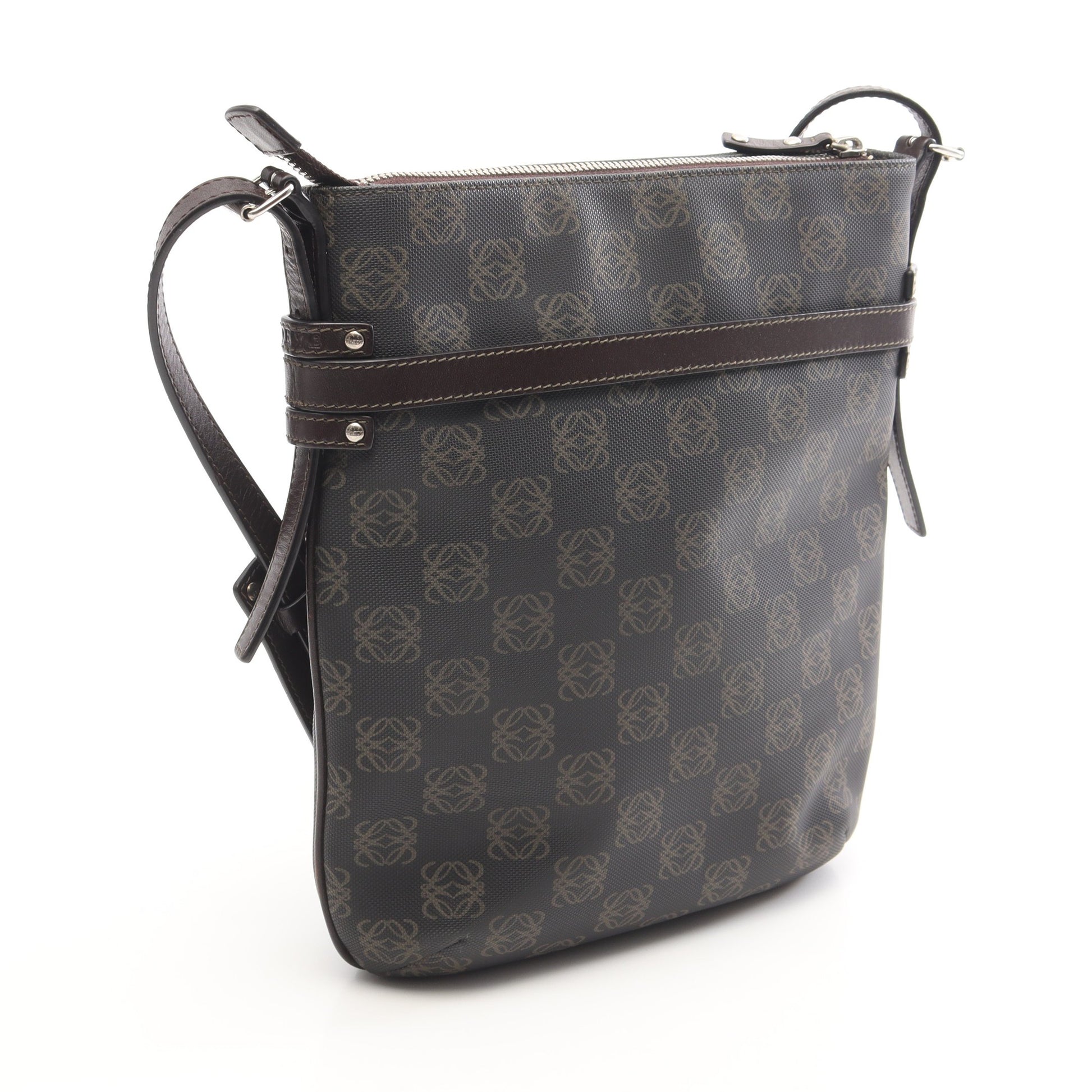 アナグラム ショルダーバッグ PVC レザー グレー ダークブラウン ロエベ バッグ LOEWE