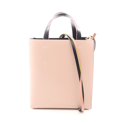 MUSEO ミュゼオ ハンドバッグ トートバッグ レザー ライトピンク オレンジ ブラック 2WAY マルニ バッグ MARNI