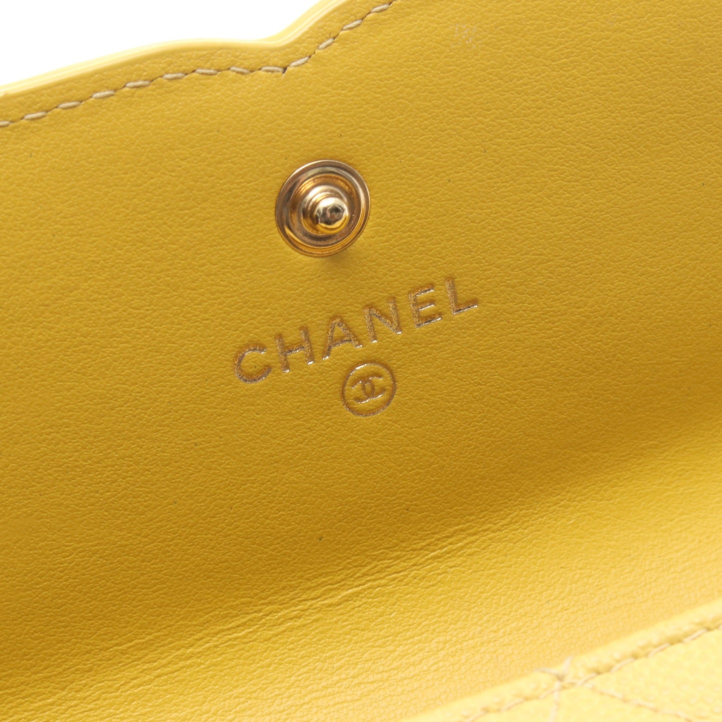 CCフィリグリー 二つ折り長財布 キャビアスキン レザー イエロー ゴールド金具 シャネル 財布・小物 CHANEL