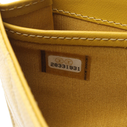 CCフィリグリー 二つ折り長財布 キャビアスキン レザー イエロー ゴールド金具 シャネル 財布・小物 CHANEL