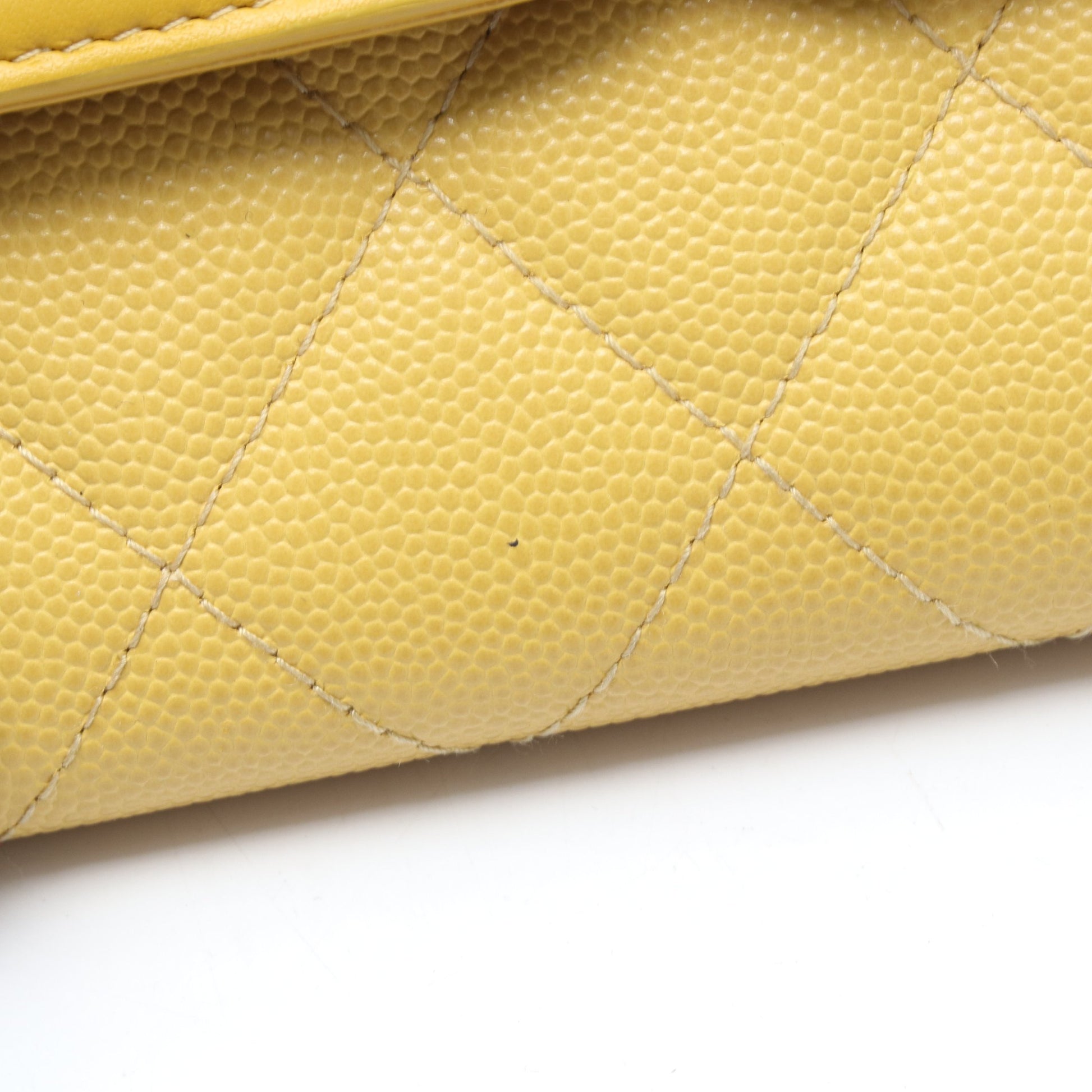 CCフィリグリー 二つ折り長財布 キャビアスキン レザー イエロー ゴールド金具 シャネル 財布・小物 CHANEL