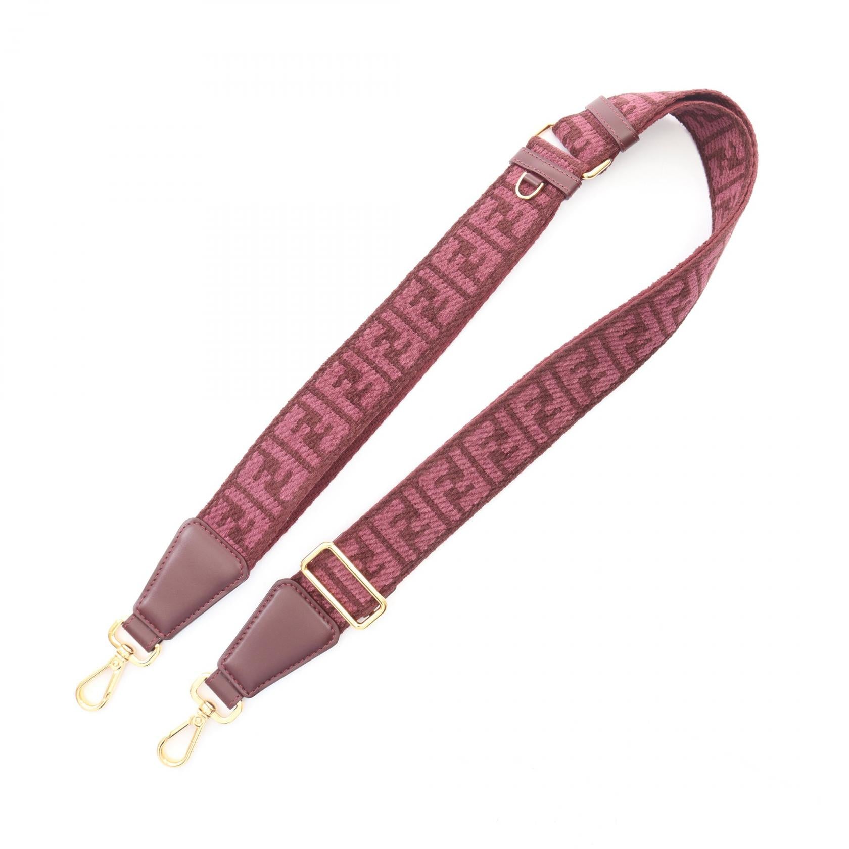 ストラップユー FFロゴ ショルダーストラップ キャンバス レザー ボルドー フェンディ 財布・小物 FENDI