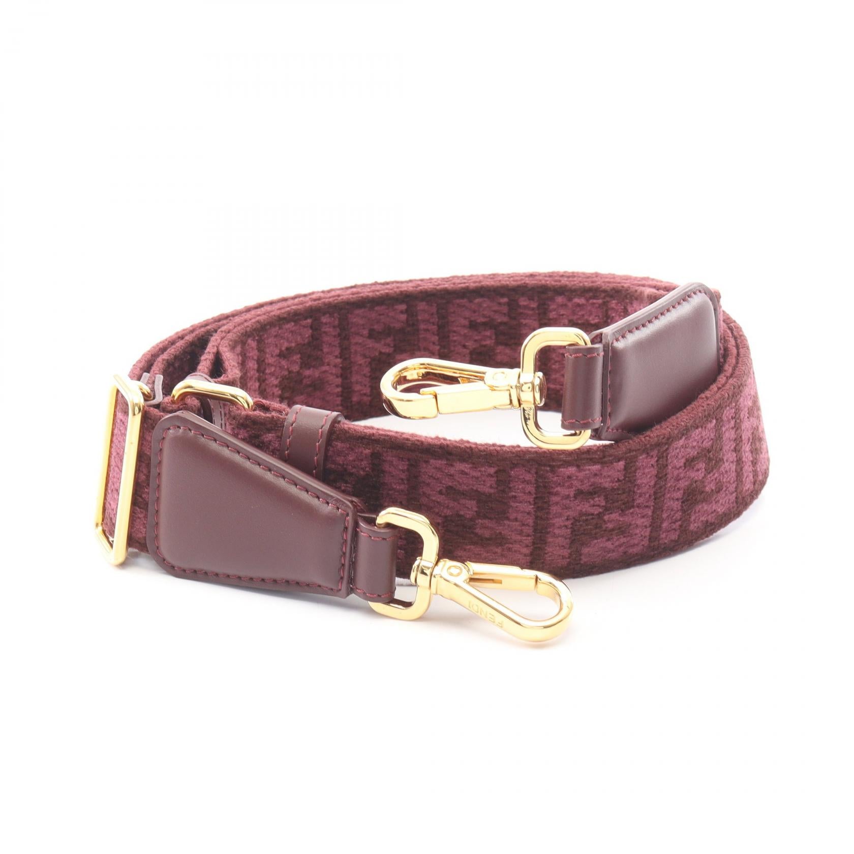 ストラップユー FFロゴ ショルダーストラップ キャンバス レザー ボルドー フェンディ 財布・小物 FENDI