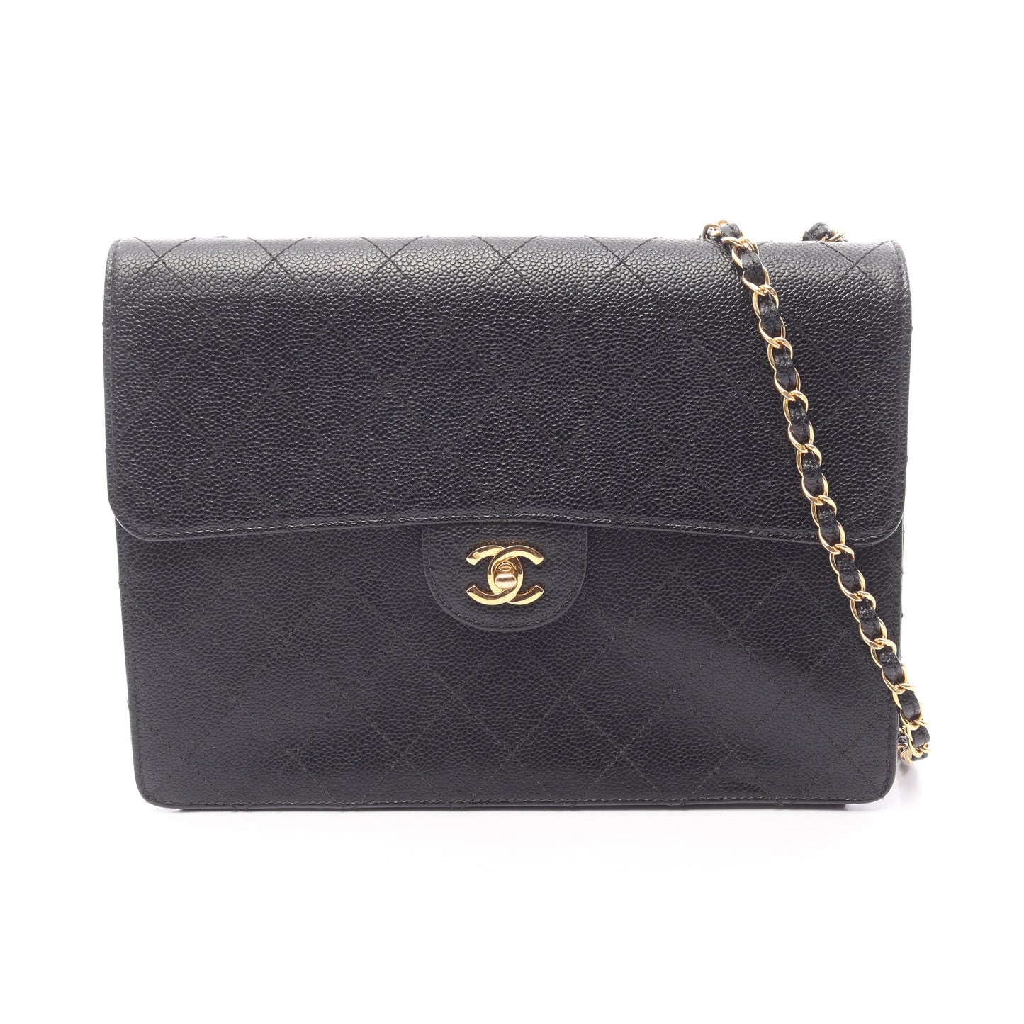 マトラッセ チェーンショルダーバッグ キャビアスキン ブラック ゴールド金具 シャネル バッグ CHANEL