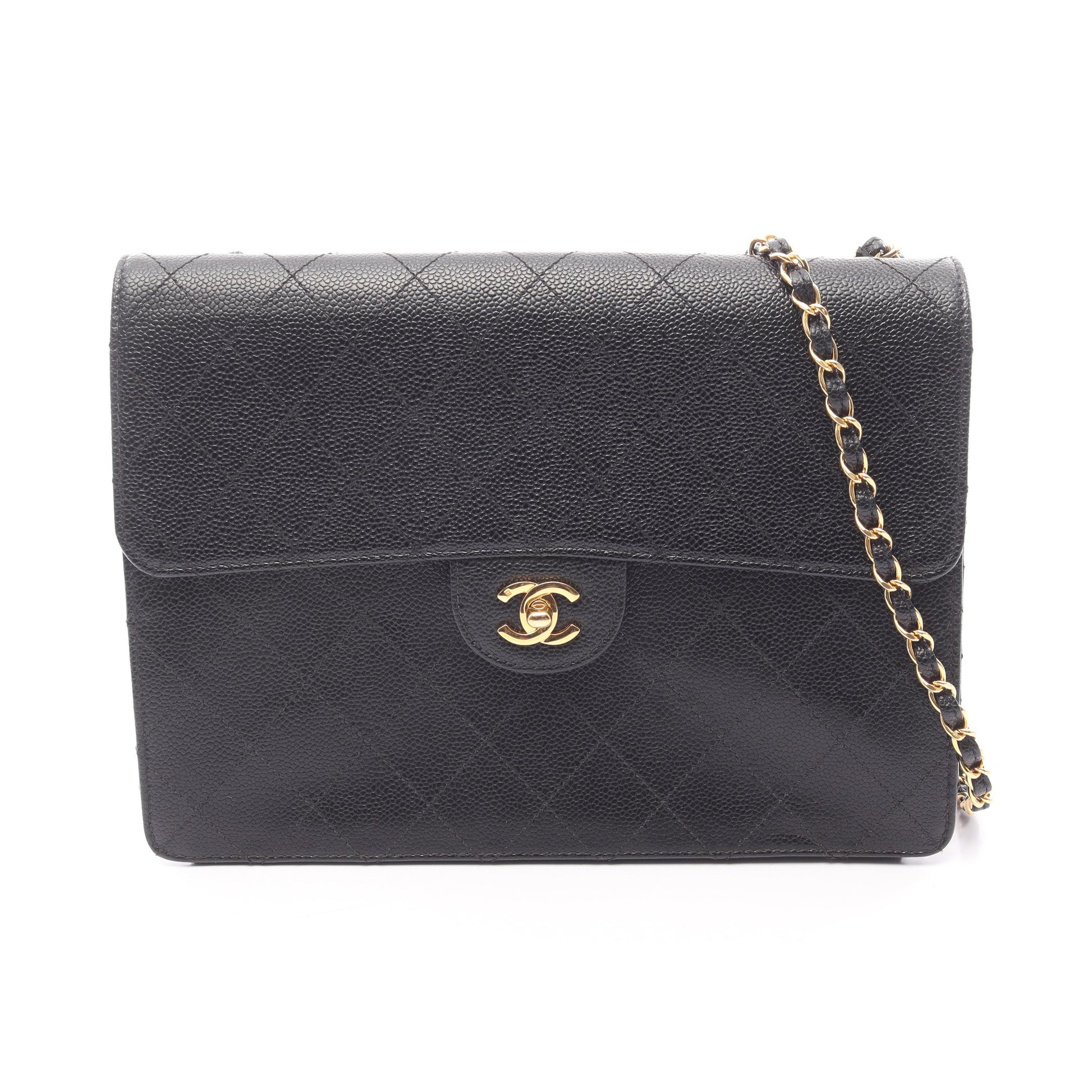 マトラッセ チェーンショルダーバッグ キャビアスキン ブラック ゴールド金具 シャネル バッグ CHANEL
