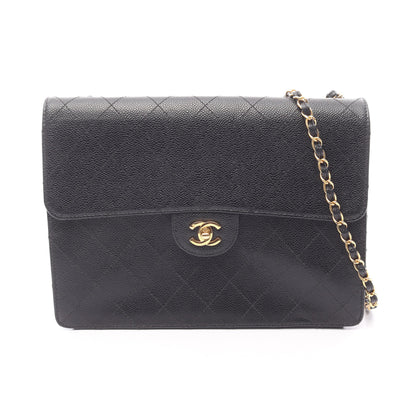 マトラッセ チェーンショルダーバッグ キャビアスキン ブラック ゴールド金具 シャネル バッグ CHANEL