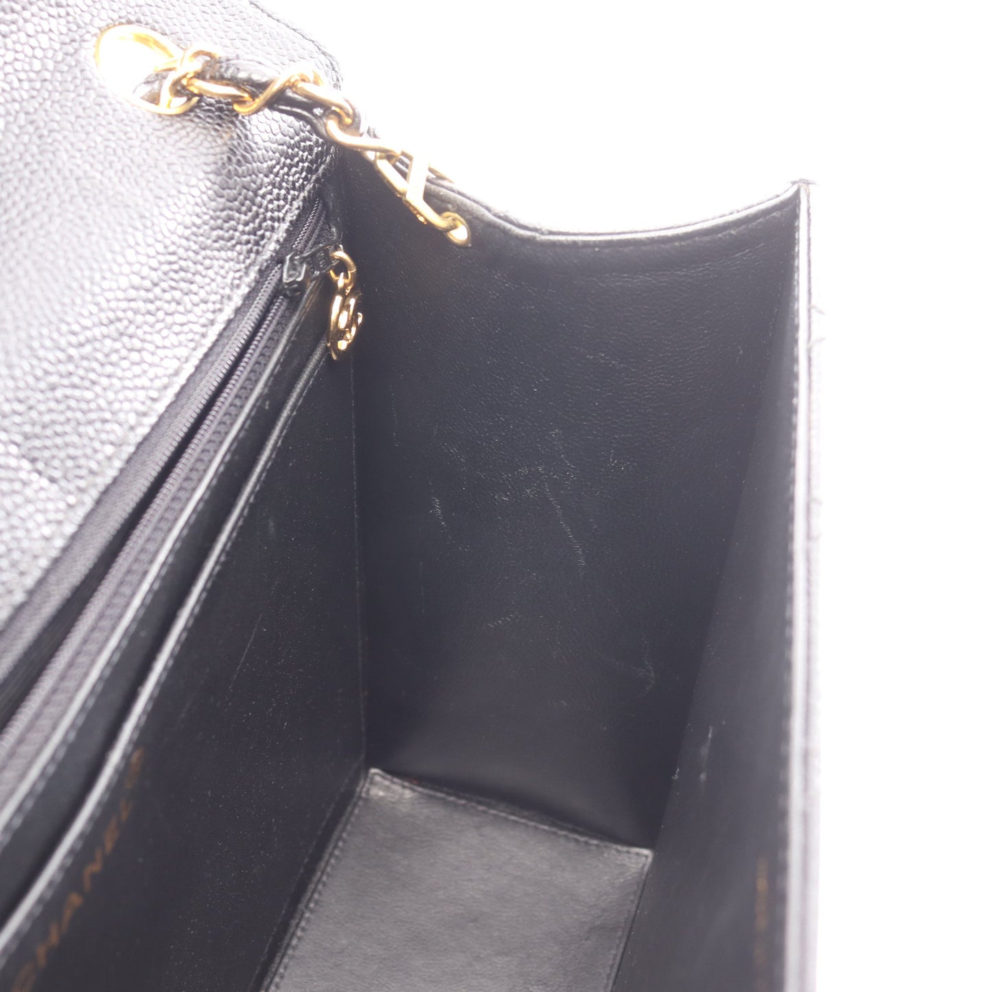 マトラッセ チェーンショルダーバッグ キャビアスキン ブラック ゴールド金具 シャネル バッグ CHANEL
