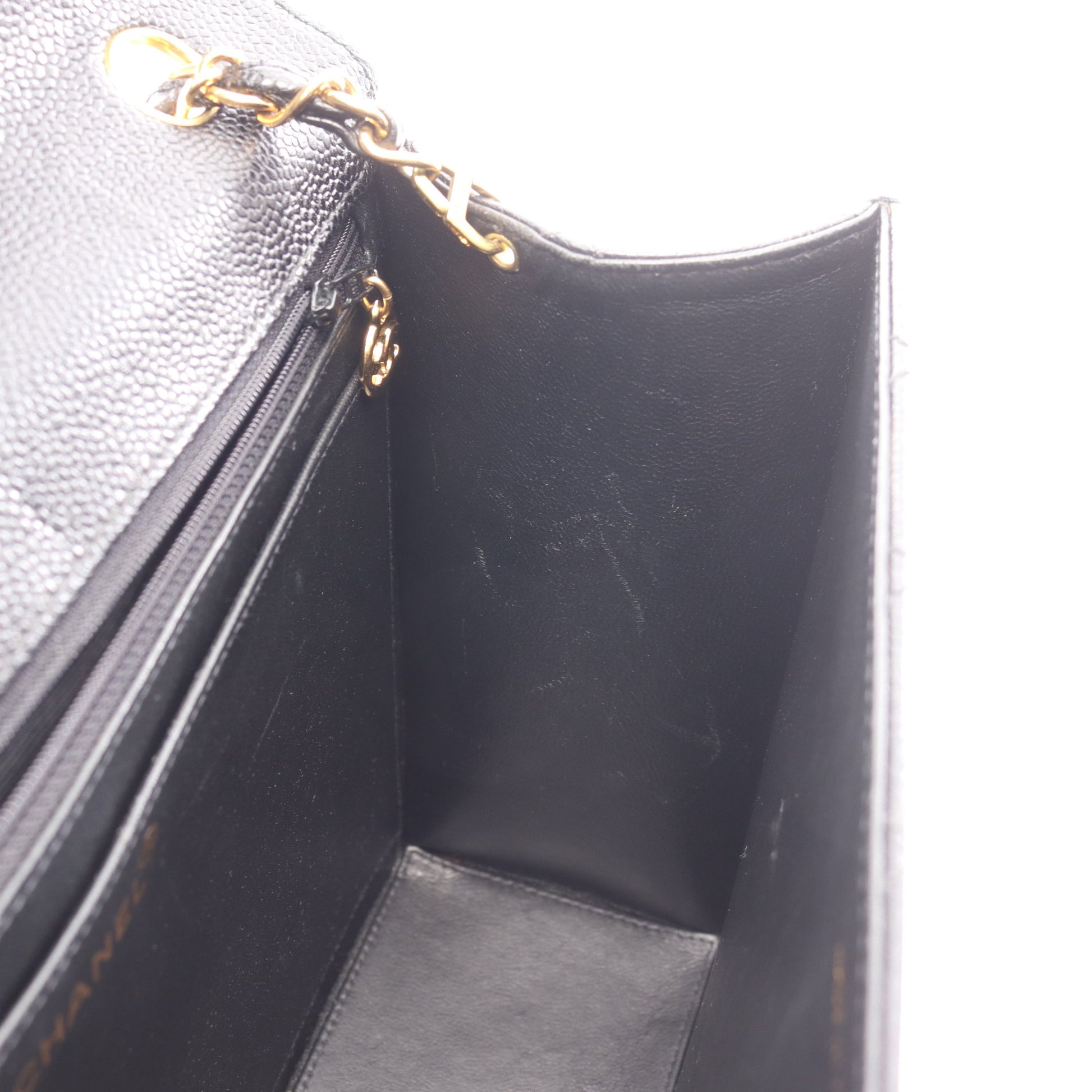 マトラッセ チェーンショルダーバッグ キャビアスキン ブラック ゴールド金具 シャネル バッグ CHANEL