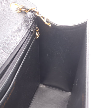 マトラッセ チェーンショルダーバッグ キャビアスキン ブラック ゴールド金具 シャネル バッグ CHANEL