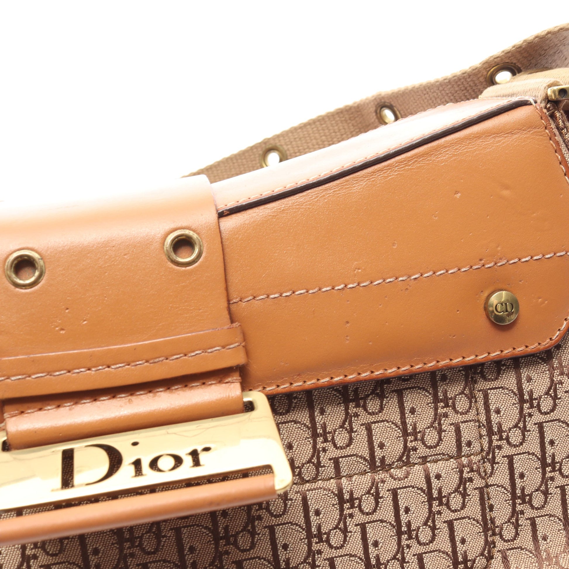 ストリートシック トロッター ワンショルダーバッグ キャンバス レザー ベージュ ライトブラウン クリスチャンディオール バッグ Christian Dior