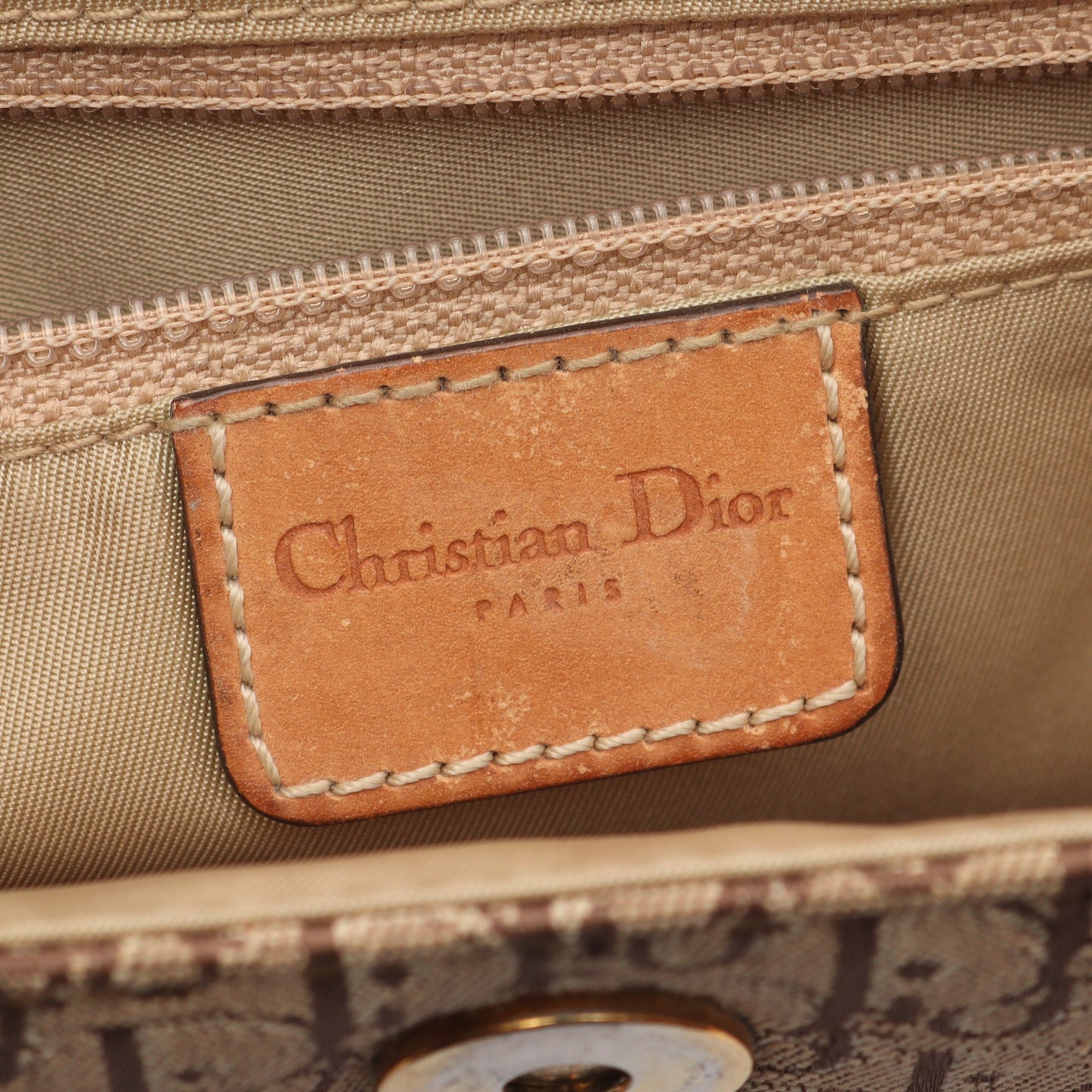 ストリートシック トロッター ワンショルダーバッグ キャンバス レザー ベージュ ライトブラウン クリスチャンディオール バッグ Christian Dior