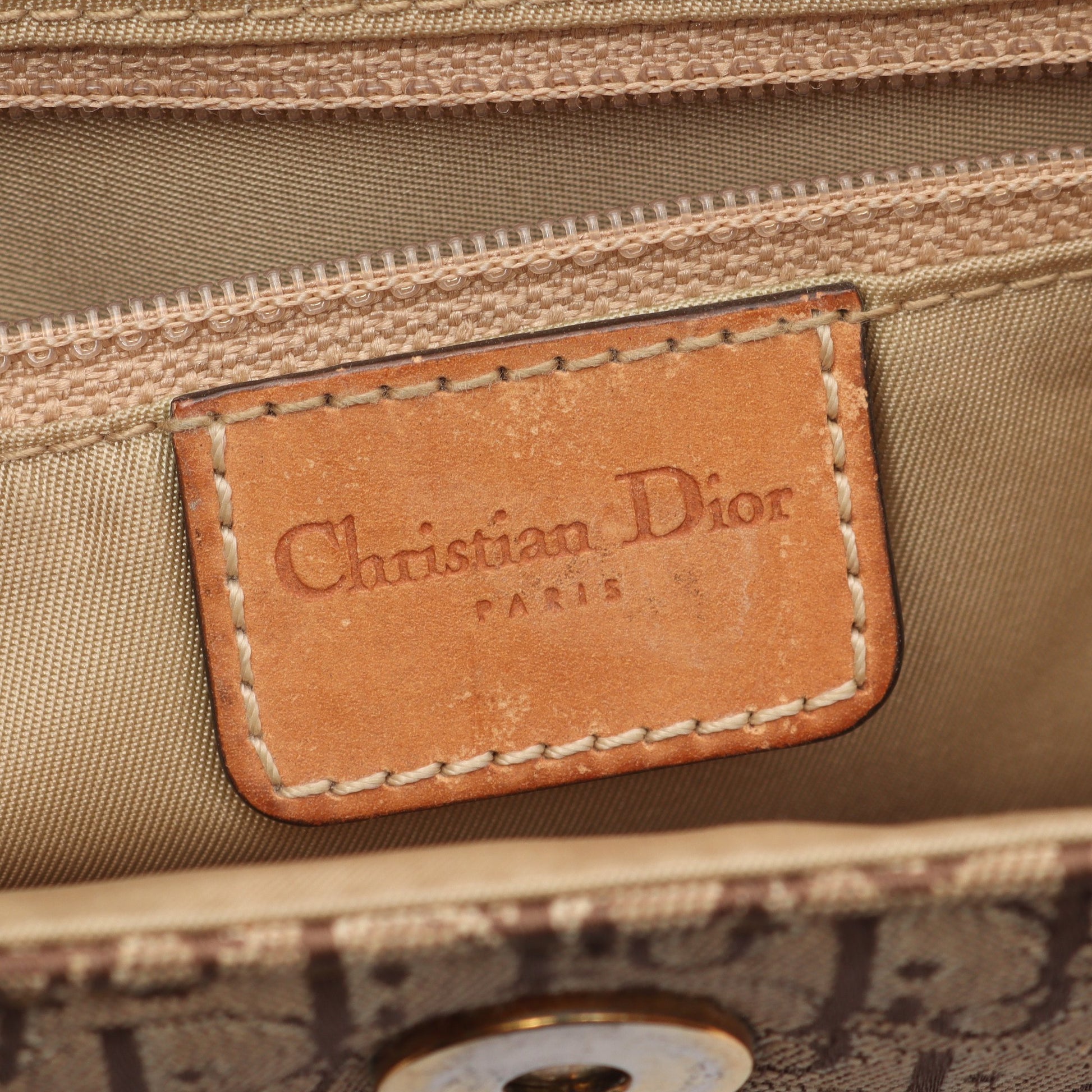 ストリートシック トロッター ワンショルダーバッグ キャンバス レザー ベージュ ライトブラウン クリスチャンディオール バッグ Christian Dior