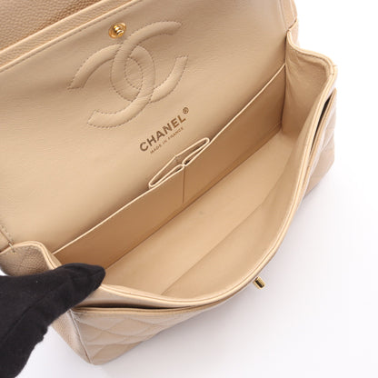 マトラッセ Wフラップ Wチェーンショルダーバッグ キャビアスキン ベージュ ゴールド金具 シャネル バッグ CHANEL