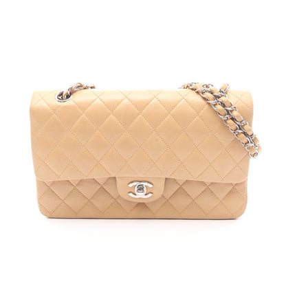 マトラッセ Wフラップ Wチェーンショルダーバッグ ラムスキン ベージュ ゴールド金具 シャネル バッグ CHANEL