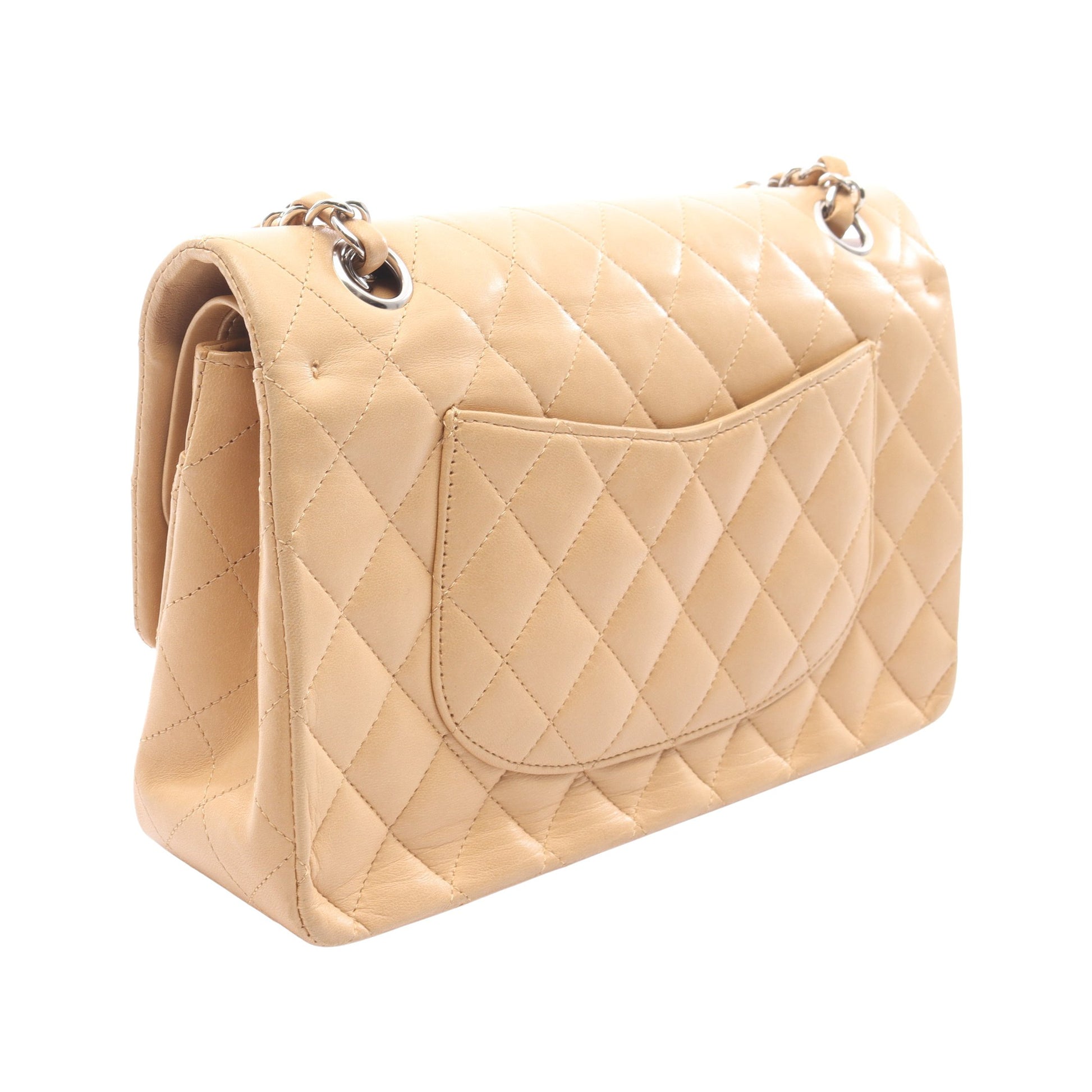 マトラッセ Wフラップ Wチェーンショルダーバッグ ラムスキン ベージュ ゴールド金具 シャネル バッグ CHANEL