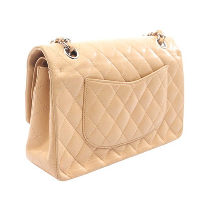 マトラッセ Wフラップ Wチェーンショルダーバッグ ラムスキン ベージュ ゴールド金具 シャネル バッグ CHANEL