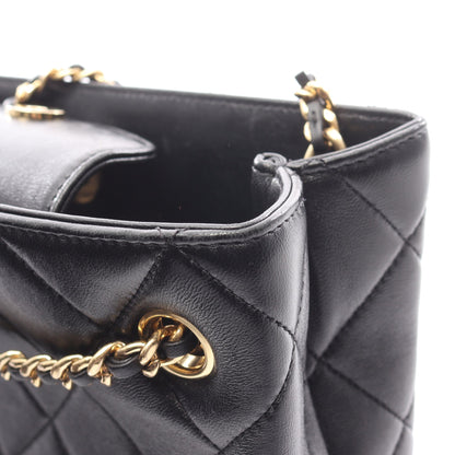 マトラッセ スモール ショッピングバッグ チェーンショルダーバッグ ラムスキン ブラック ゴールド金具 シャネル バッグ CHANEL