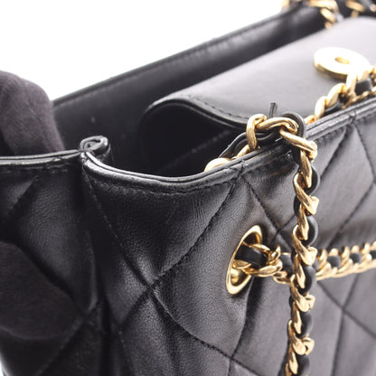 マトラッセ スモール ショッピングバッグ チェーンショルダーバッグ ラムスキン ブラック ゴールド金具 シャネル バッグ CHANEL