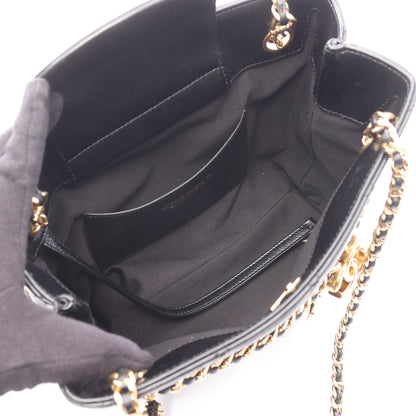マトラッセ スモール ショッピングバッグ チェーンショルダーバッグ ラムスキン ブラック ゴールド金具 シャネル バッグ CHANEL