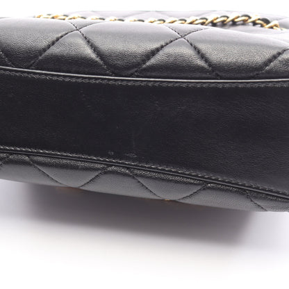マトラッセ スモール ショッピングバッグ チェーンショルダーバッグ ラムスキン ブラック ゴールド金具 シャネル バッグ CHANEL