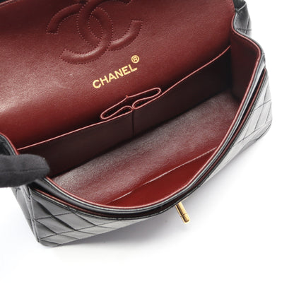 マトラッセ Wフラップ Wチェーンショルダーバッグ ラムスキン ブラック ゴールド金具 ヴィンテージ シャネル バッグ CHANEL