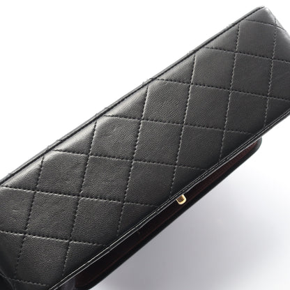 マトラッセ Wフラップ Wチェーンショルダーバッグ ラムスキン ブラック ゴールド金具 ヴィンテージ シャネル バッグ CHANEL
