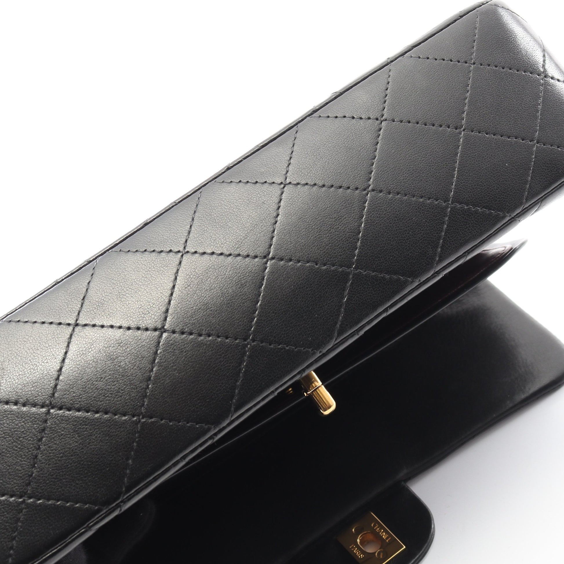 マトラッセ Wフラップ Wチェーンショルダーバッグ ラムスキン ブラック ゴールド金具 シャネル バッグ CHANEL