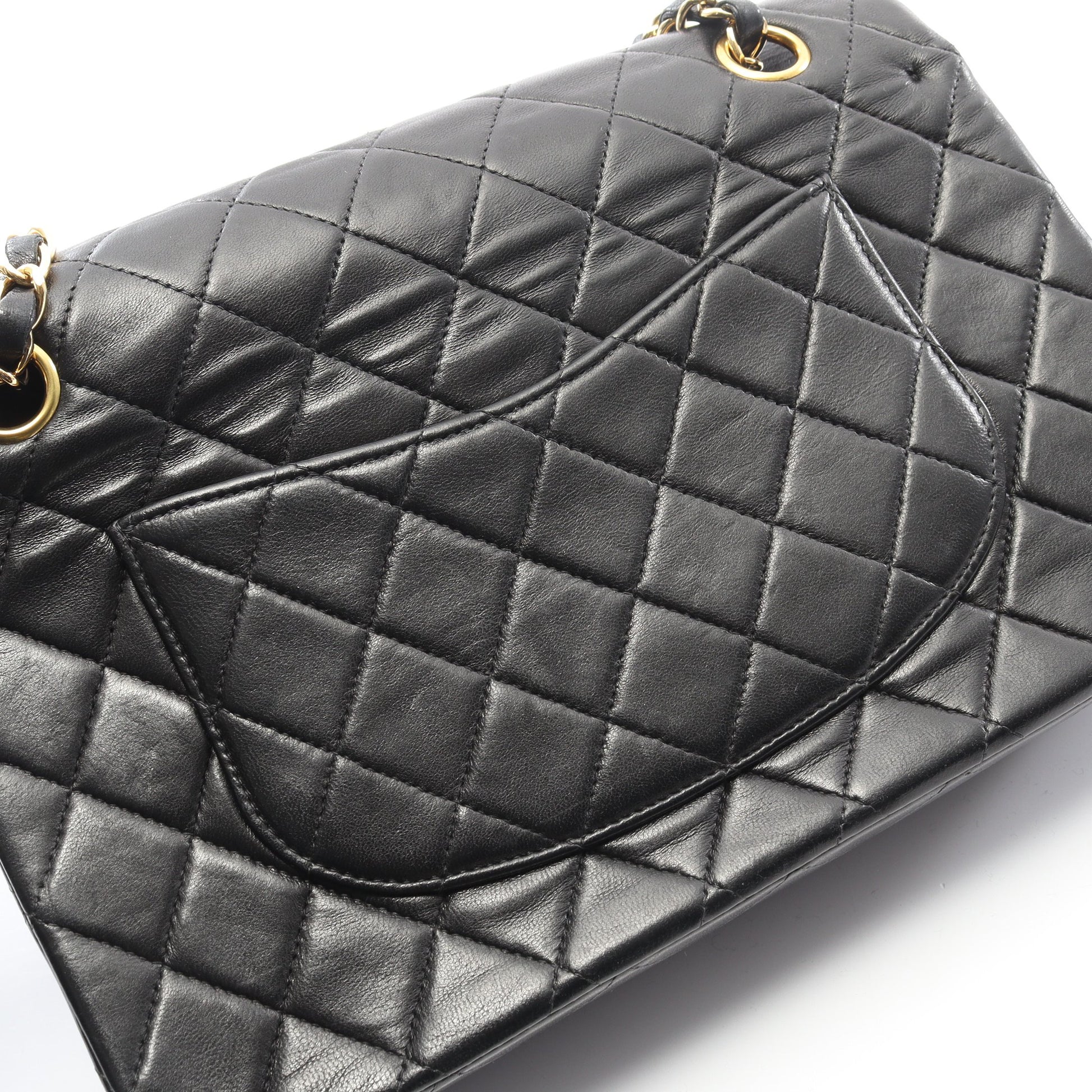 マトラッセ Wフラップ Wチェーンショルダーバッグ ラムスキン ブラック ゴールド金具 シャネル バッグ CHANEL
