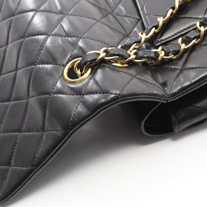 マトラッセ Wフラップ Wチェーンショルダーバッグ ラムスキン ブラック ゴールド金具 シャネル バッグ CHANEL