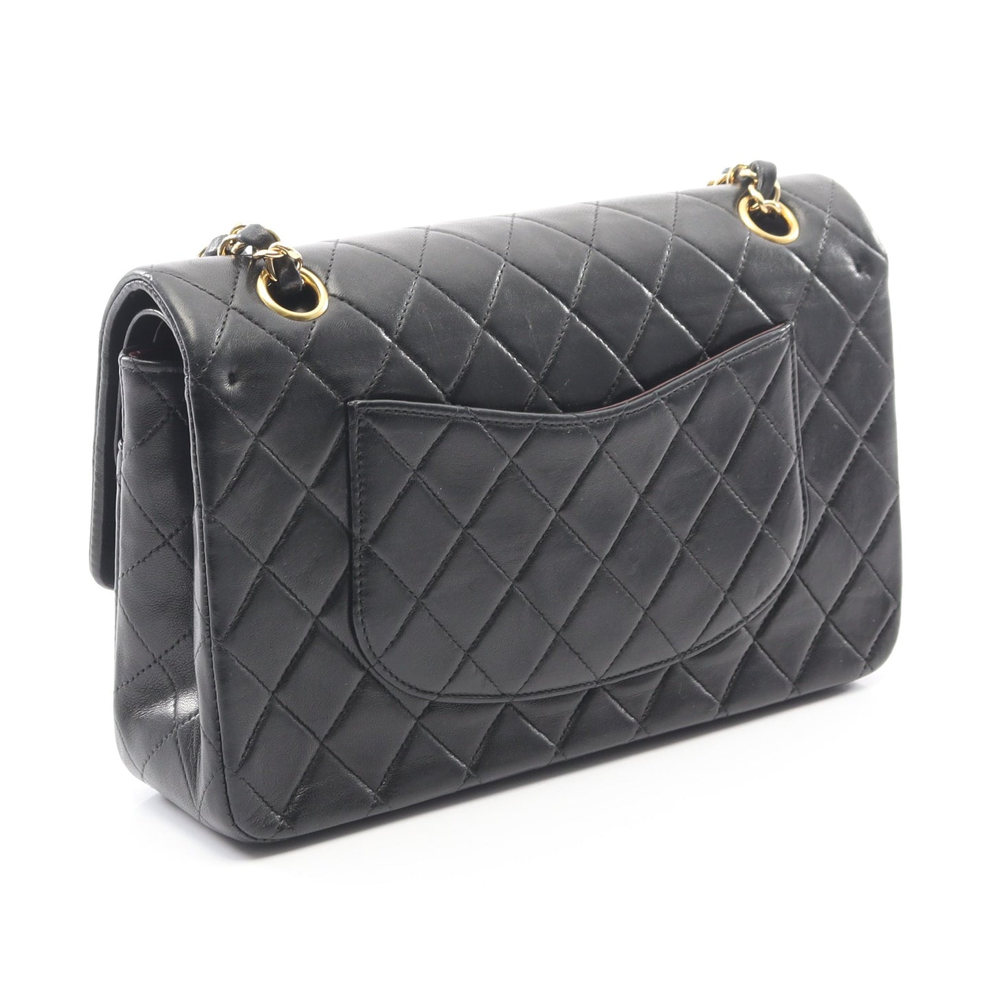 マトラッセ Wフラップ Wチェーンショルダーバッグ ラムスキン ブラック ゴールド金具 シャネル バッグ CHANEL