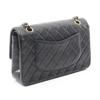 マトラッセ Wフラップ Wチェーンショルダーバッグ ラムスキン ブラック ゴールド金具 シャネル バッグ CHANEL