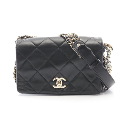 マトラッセ チェーンショルダーバッグ ラムスキン ブラック ゴールド金具 シャネル バッグ CHANEL