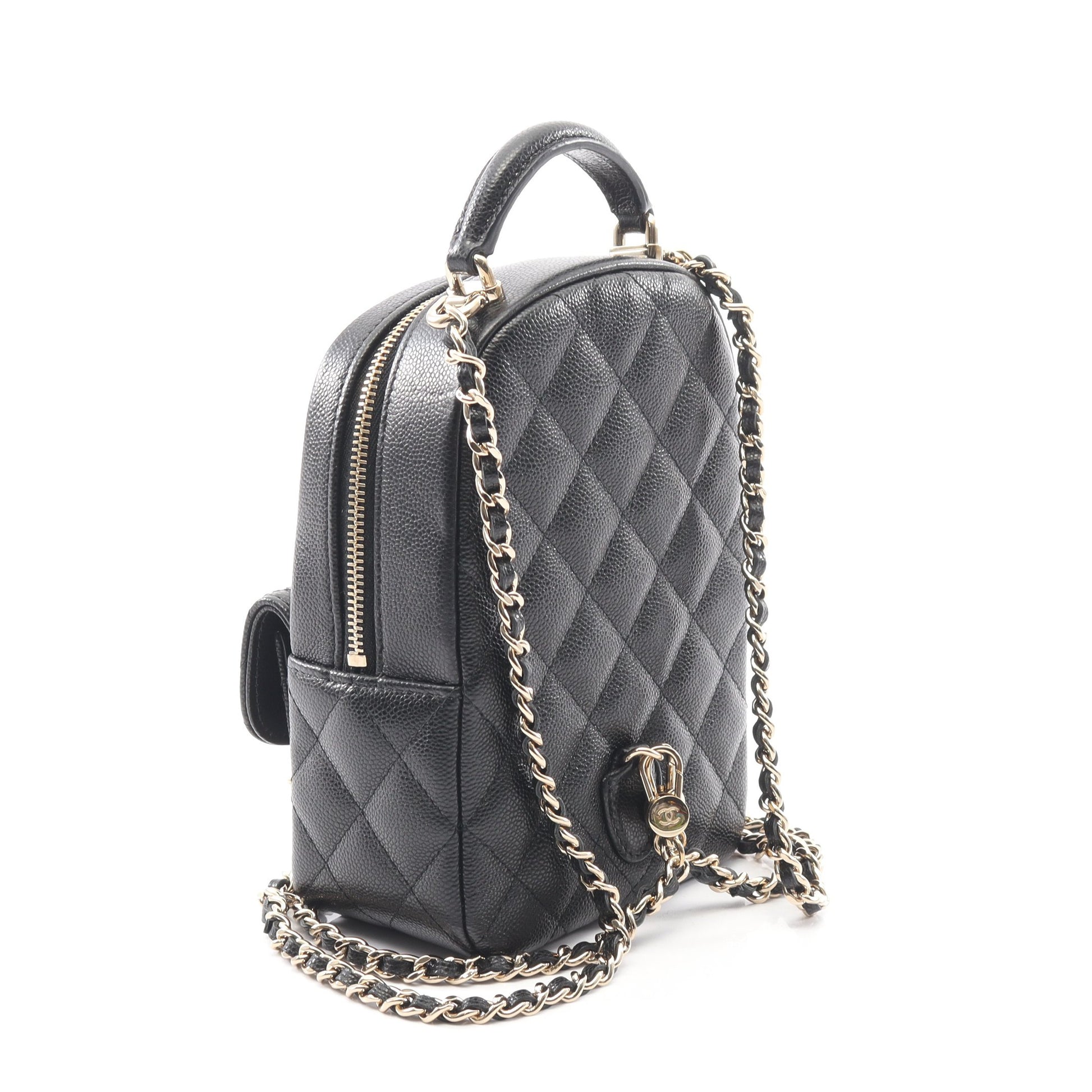 マトラッセ ミニリュック キャビアスキン ブラック ゴールド金具 シャネル バッグ CHANEL