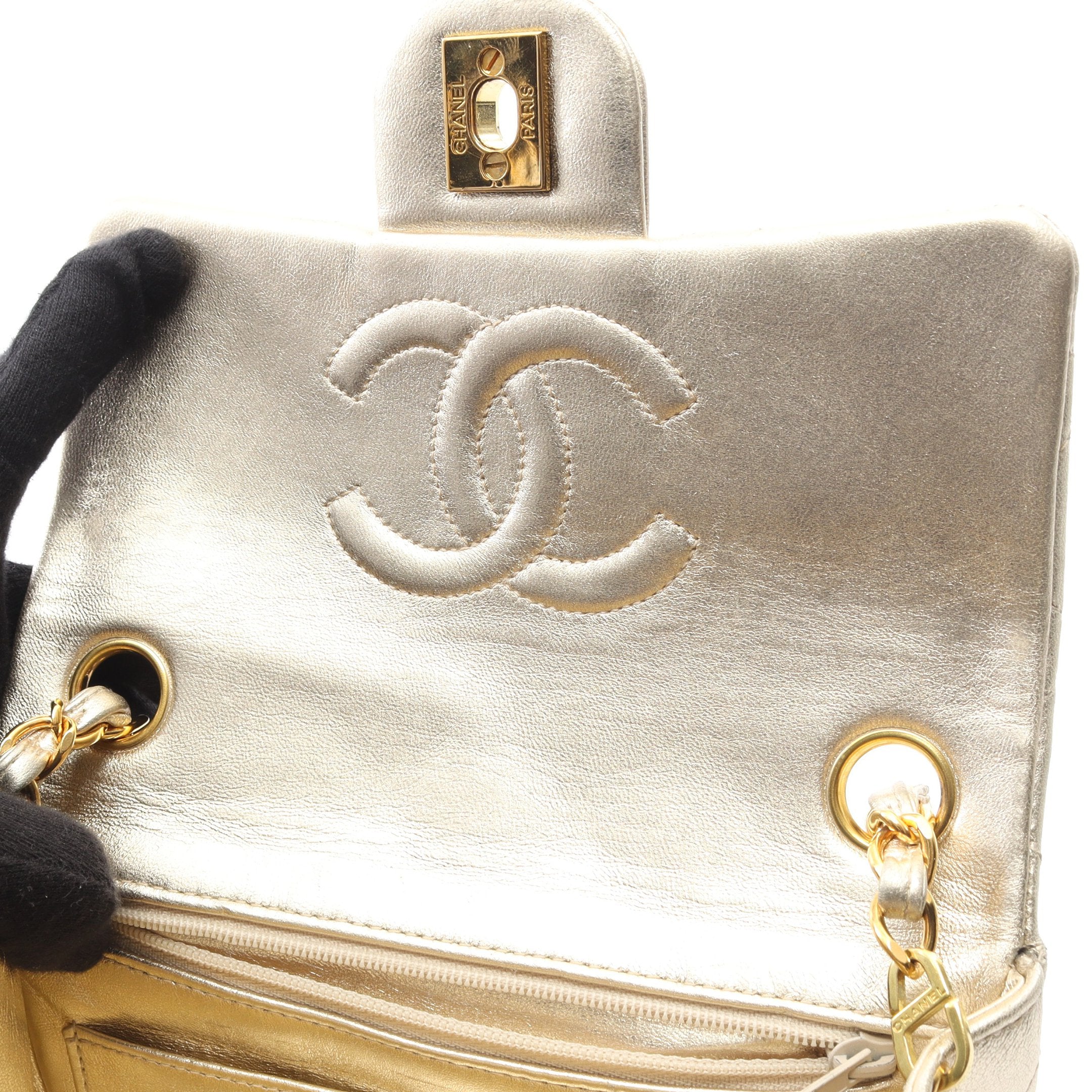 ヒビン　シャネル　ミニマトラッセ　ラムスキン　シャンパンゴールド CHANEL（シャネル） 【新品同様】シャネル ミニミニ マトラッセ