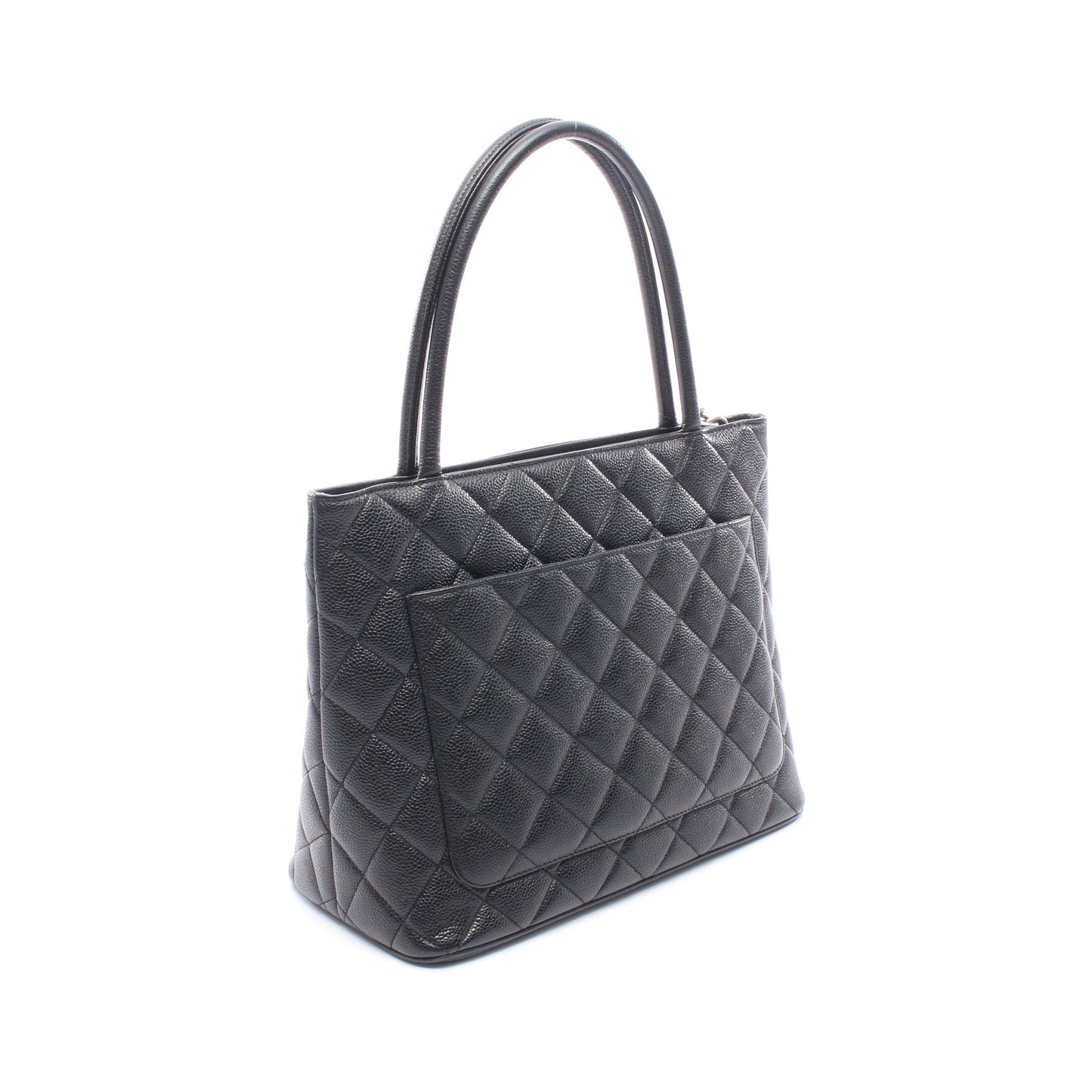 復刻トート ハンドバッグ トートバッグ キャビアスキン ブラック シルバー金具 シャネル バッグ CHANEL