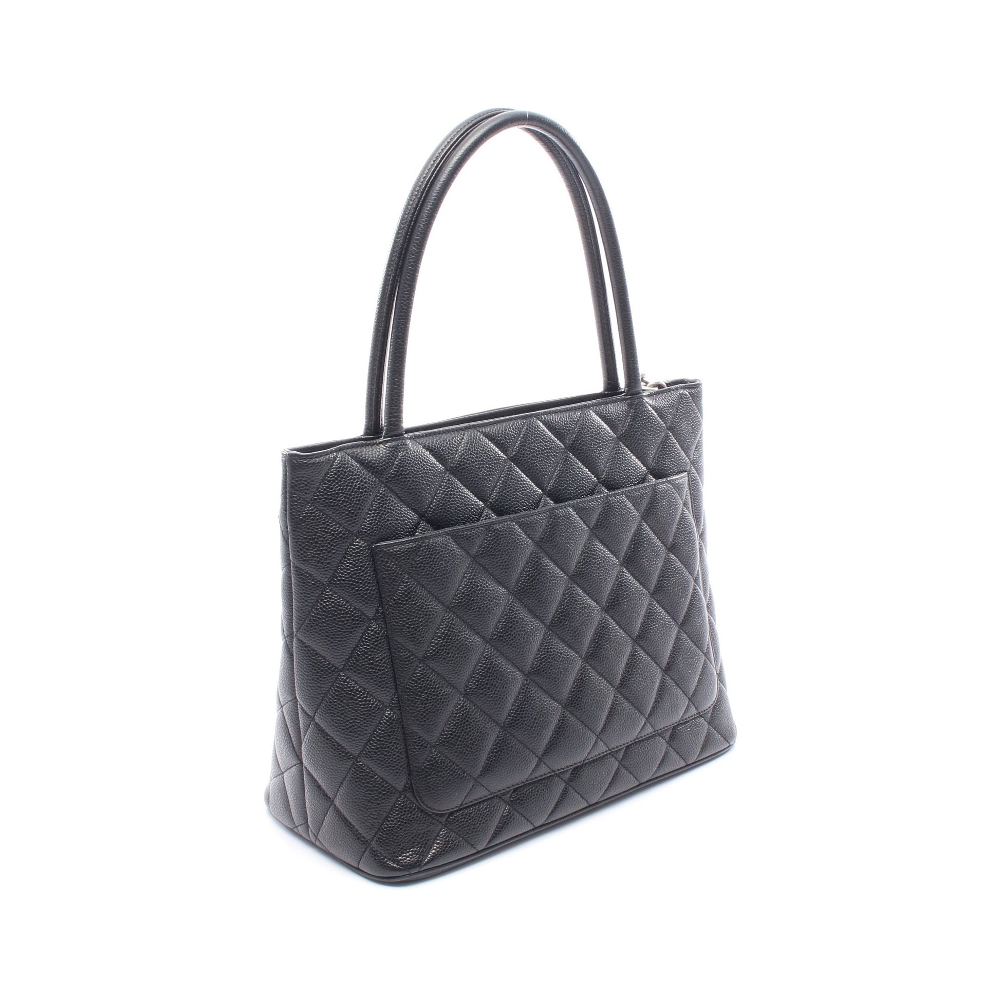 復刻トート ハンドバッグ トートバッグ キャビアスキン ブラック シルバー金具 シャネル バッグ CHANEL
