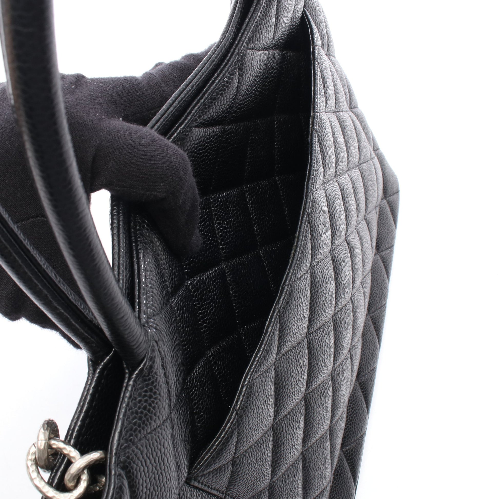 復刻トート ハンドバッグ トートバッグ キャビアスキン ブラック シルバー金具 シャネル バッグ CHANEL