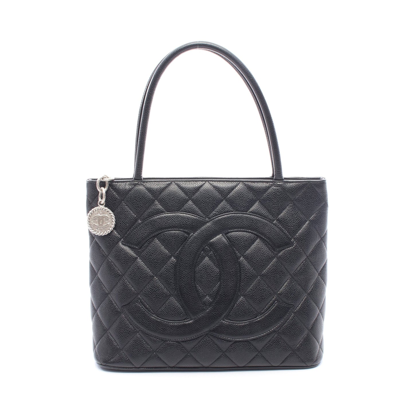復刻トート ハンドバッグ トートバッグ キャビアスキン ブラック シルバー金具 シャネル バッグ CHANEL