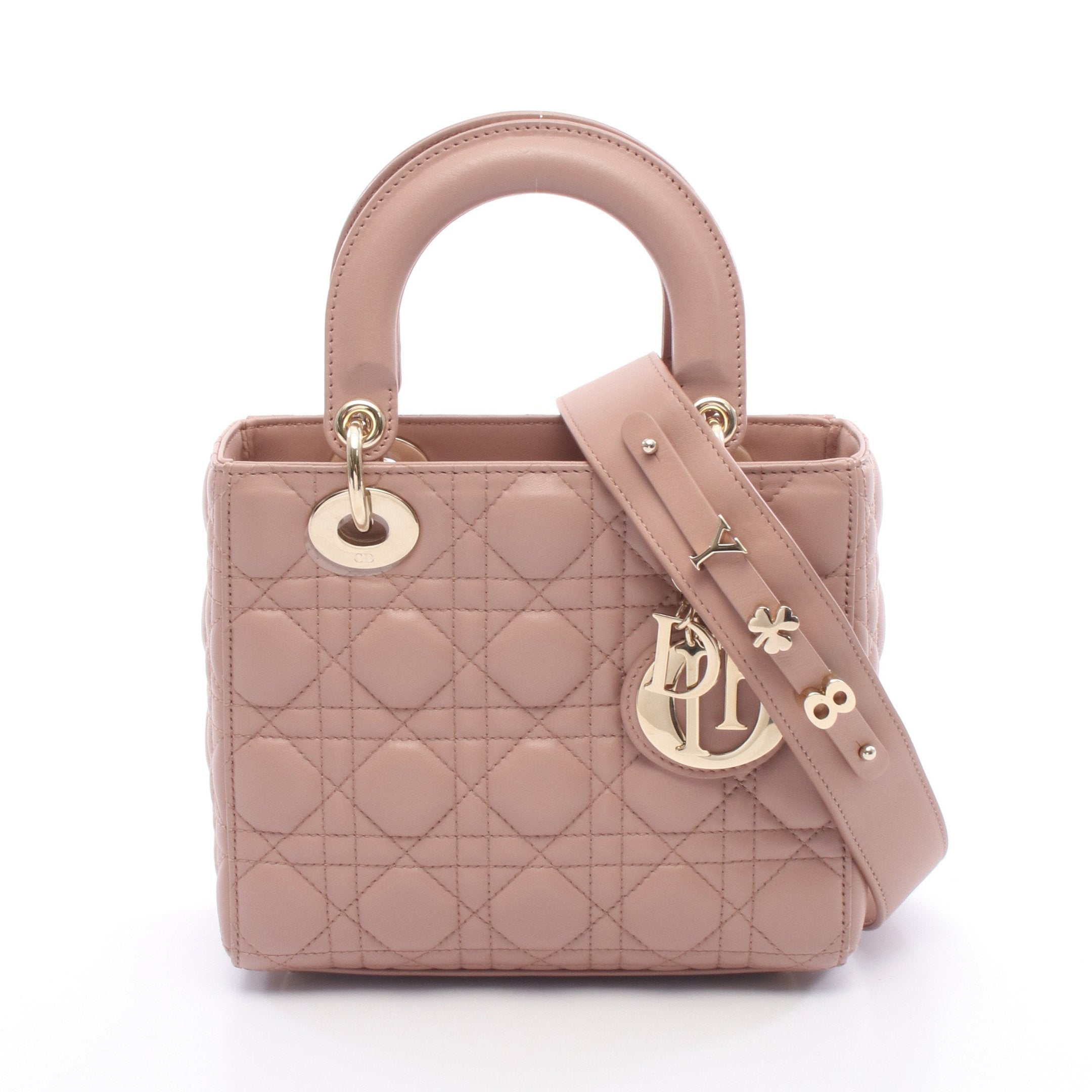 レディディオール スモール カナージュ ハンドバッグ レザー ダスティ