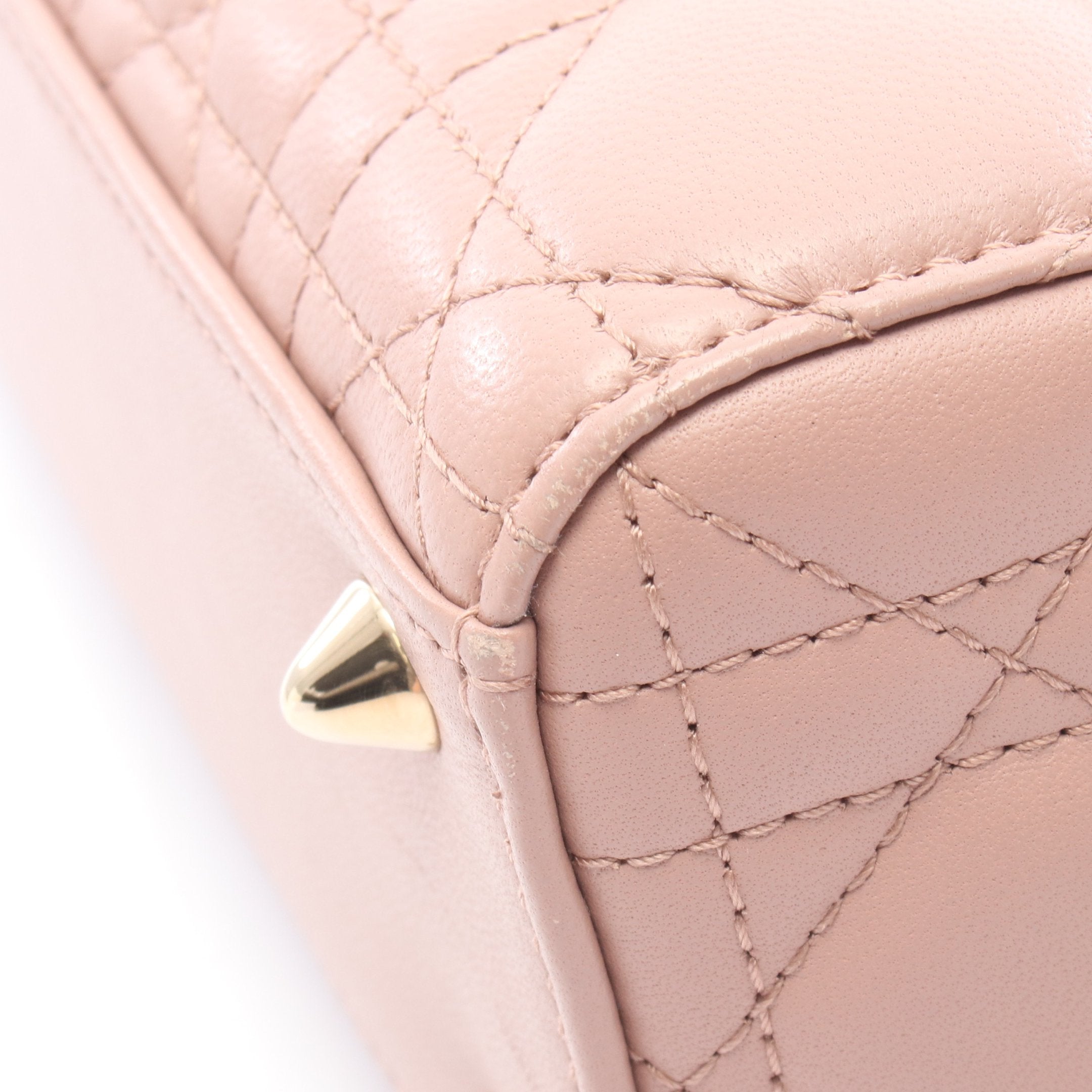 レディディオール スモール カナージュ ハンドバッグ レザー ダスティ