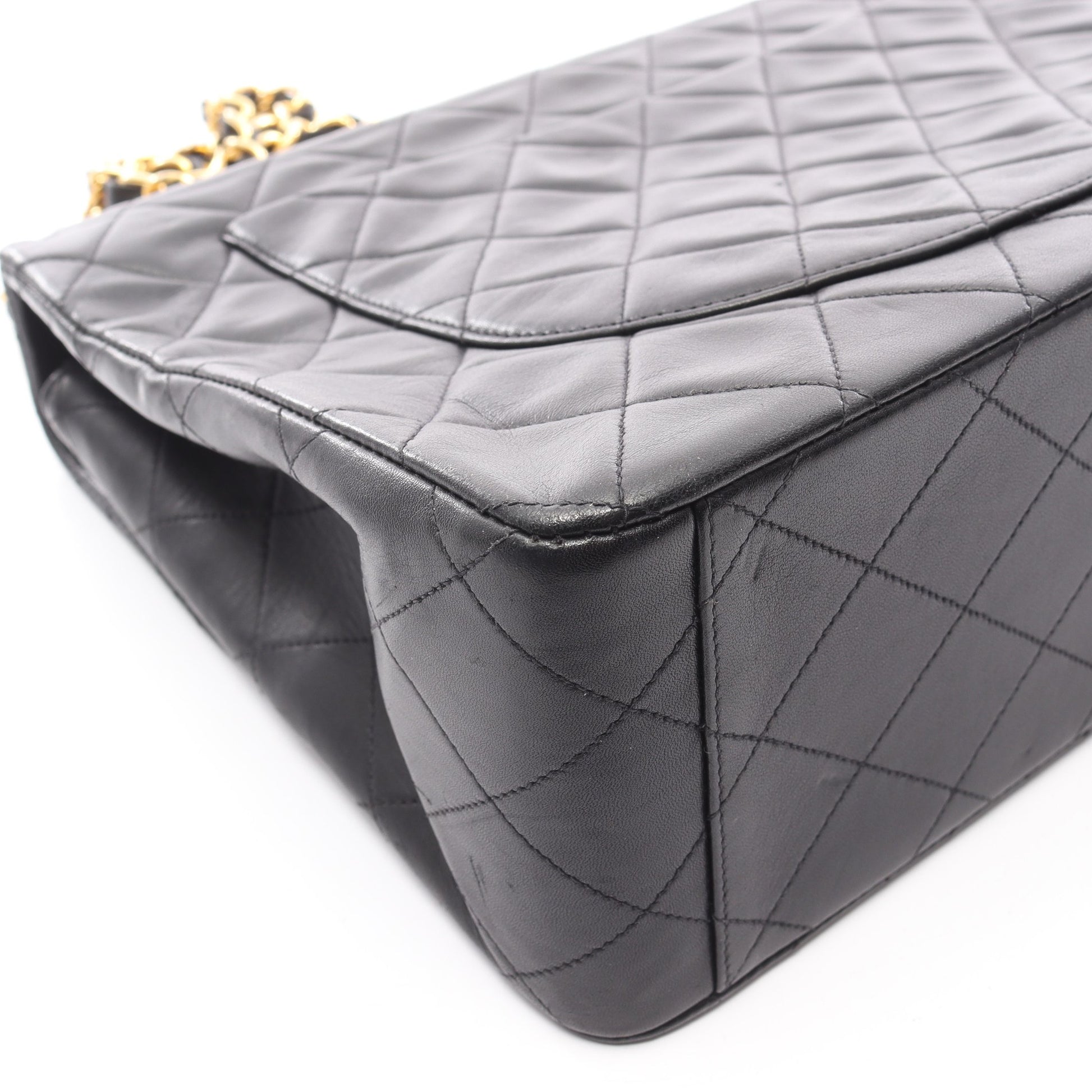 デカマトラッセ34 Wチェーンショルダーバッグ ラムスキン ブラック ゴールド金具 シャネル バッグ CHANEL