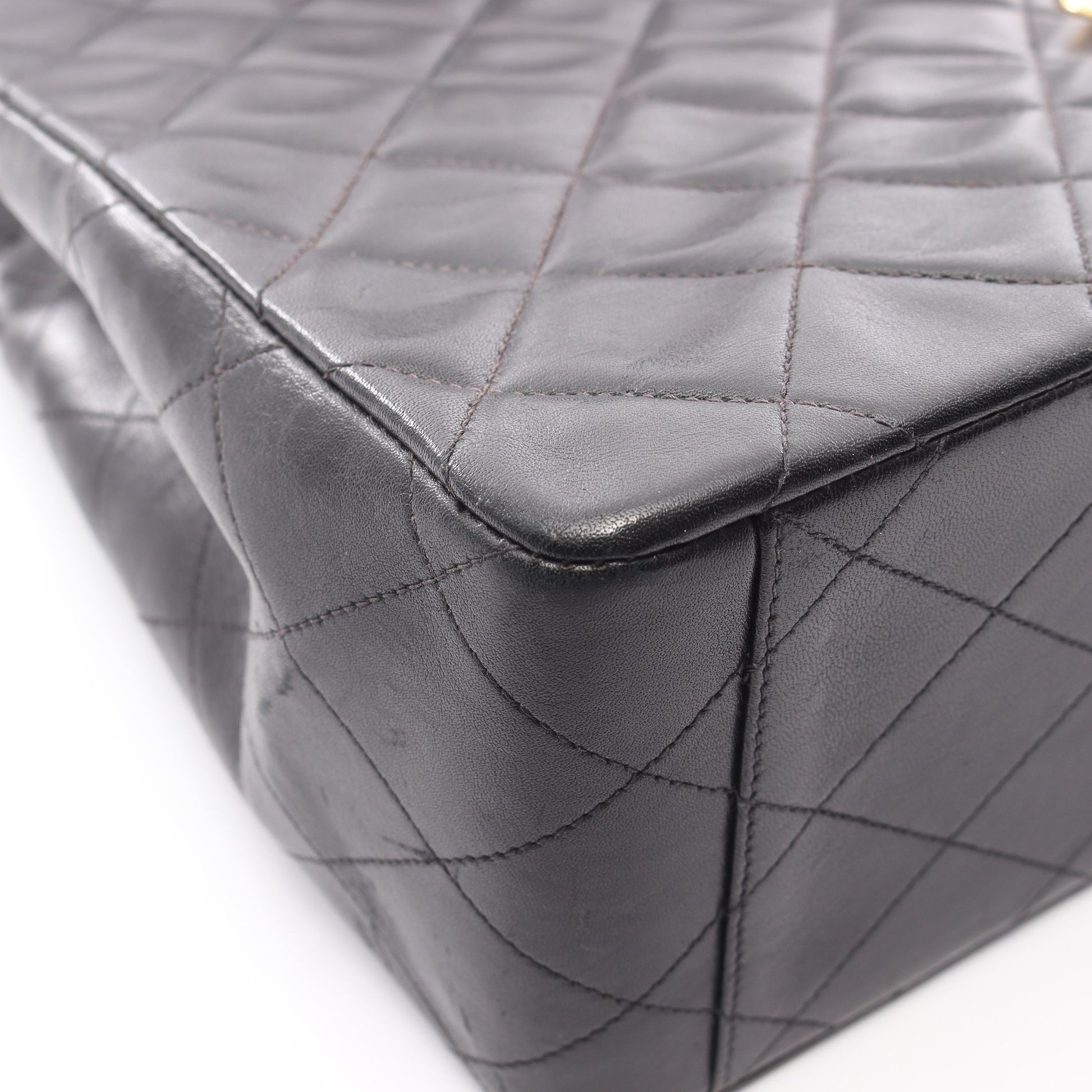 デカマトラッセ34 Wチェーンショルダーバッグ ラムスキン ブラック ゴールド金具 シャネル バッグ CHANEL