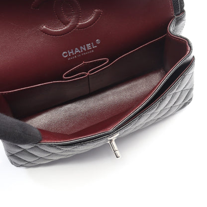 マトラッセ Wフラップ Wチェーンショルダーバッグ キャビアスキン ブラック シルバー金具 シャネル バッグ CHANEL