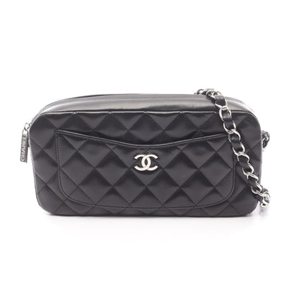 マトラッセ チェーンショルダーバッグ ラムスキン ブラック シルバー金具 シャネル バッグ CHANEL