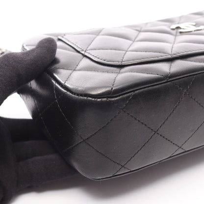 マトラッセ チェーンショルダーバッグ ラムスキン ブラック シルバー金具 シャネル バッグ CHANEL