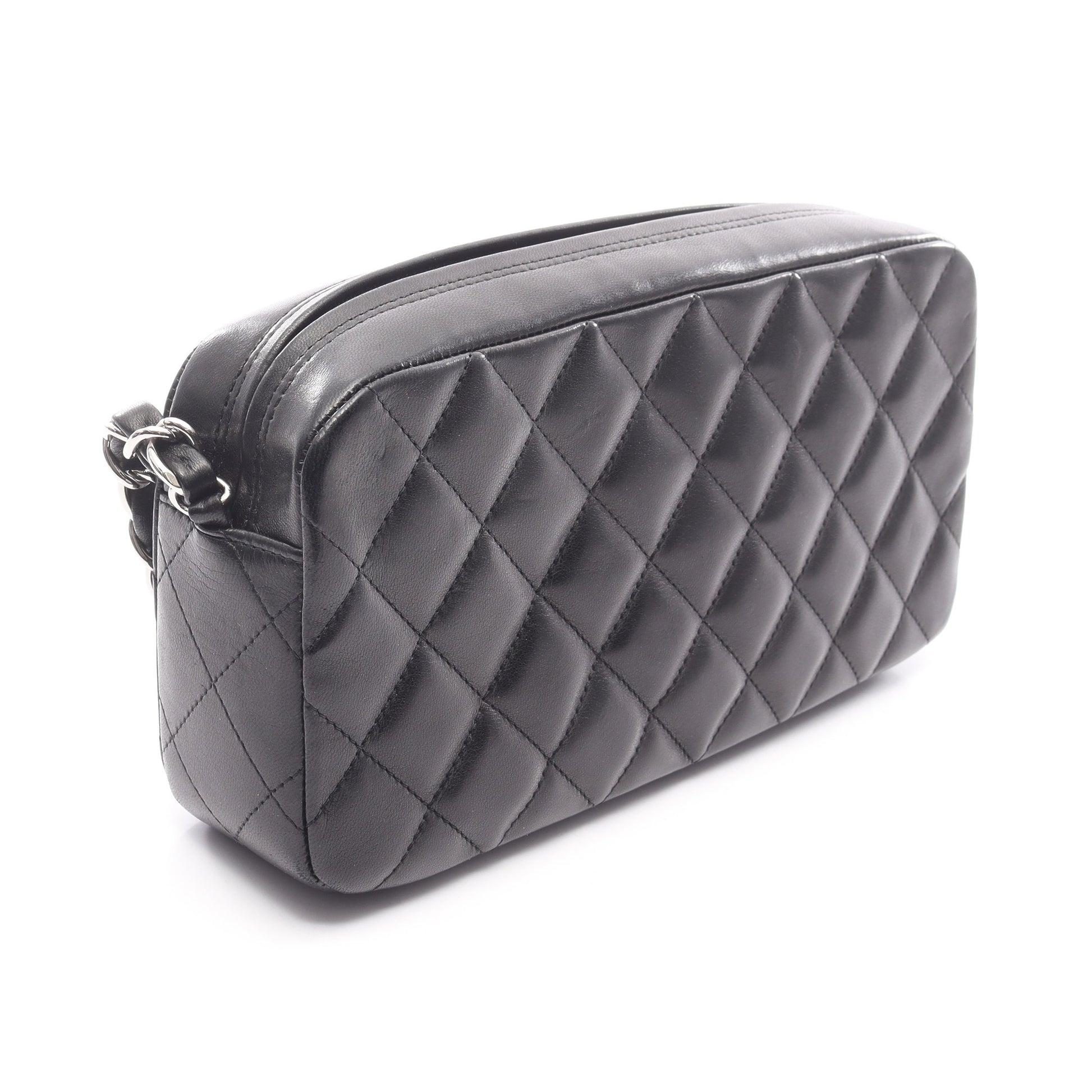 マトラッセ チェーンショルダーバッグ ラムスキン ブラック シルバー金具 シャネル バッグ CHANEL